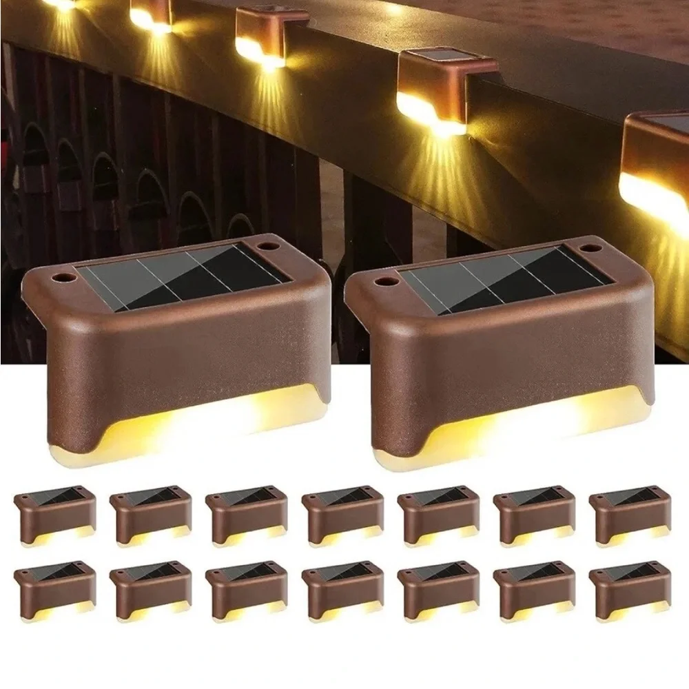 Solar Step Lights Pack — Brown Outdoor LED Stair Lanterns